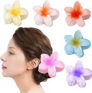 WUBAYI 6 Pcs Flower Hair Clip, Nonslip Flower Claw Clips Strong Hold Hawaiian Claw Clip For Medium Thick Hair Hair Claw Clips For Women And Girls