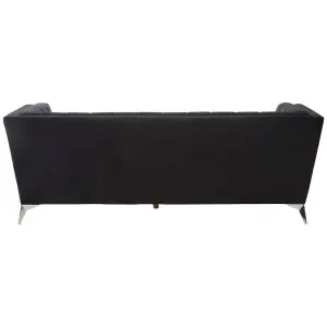 Interiors by Premier Hansa Three Seat Black Velvet Sofa