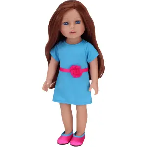 Sophia's by Teamson Kids 18" All Vinyl Auburn Hair Doll "Hailey" with Blue Eyes