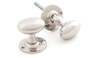 From The Anvil Polished Nickel Oval Mortice/Rim Knob Set