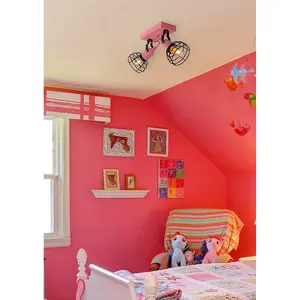 Lucide Pola Modern Twin Ceiling Spotlight Children - 2xE27 - Pink