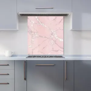 Baby Pink Quartz Effect Premium Glass Kitchen Splashback W600mm x H650mm