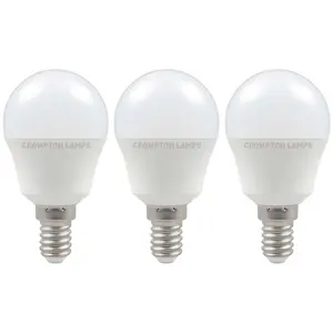 Crompton Lamps LED Golfball 5W E14 Dimmable Cool White Opal (40W Eqv) (3 Pack)