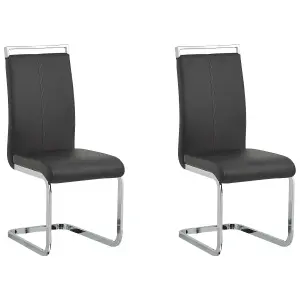 Set of 2 Dining Chairs GREEDIN Faux Leather Black