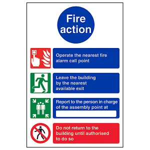 FIRE ACTION Safety Sign Do Not Reenter - Self-Adhesive Vinyl - 200 X 300mm