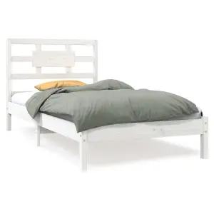 Berkfield Bed Frame White Solid Wood 90x190 cm 3FT Single