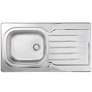 Liquida LSS100 1.0 Bowl Reversible Inset Stainless Steel Kitchen Sink With Waste