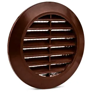 Brown Mini Round Air Vent Grille 60mm with Flange and Fly Screen Ventilation Cover