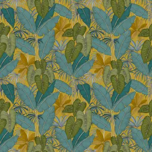 GDUK Tropical Carribean Leaf Nikia Textured Wallpaper, Ochre