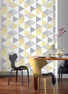 Arthouse Scandi Triangle Yellow Wallpaper