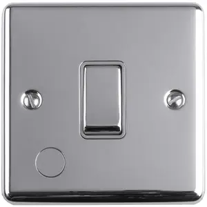 1 Gang 13A Unswitched Fuse Spur POLISHED CHROME & GREY Metal Mains Isolation