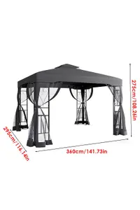 Dark Grey Outdoor Steel Garden Gazebo With Canopy