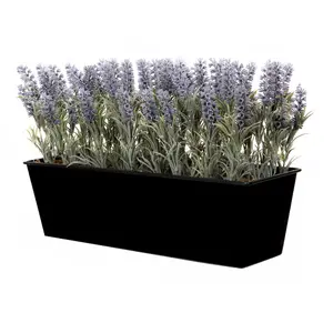 GreenBrokers Lavender Window box Tin Trough Container Planter, Black, 45cm