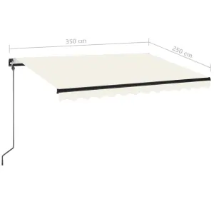 Berkfield Manual Retractable Awning with LED 350x250 cm Cream