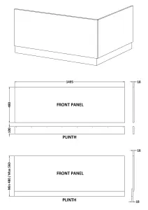 1500mm MDF Bath Front Panel & Plinth - Gloss White