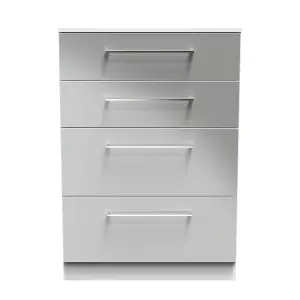 Chester 4 Drawer Deep Chest in Uniform Grey Gloss & White (Ready Assembled)