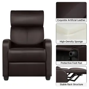 Yaheetech Brown PU Leather Recliner Chair with Pocket