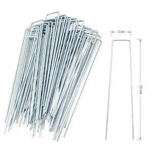 50 Pieces Of U-Shaped garden Securing Pegs - Manufactured From Hardened Steel - Ideal For Fixing Weed Control Fabrics