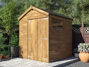 Dunster House Wooden Shed 1.8m x 1.8m Pressure Treated Outdoor Garden Storage Overlord Apex Roof No Window