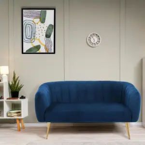 Interiors by Premier Larissa Two Seat Blue Velvet Sofa