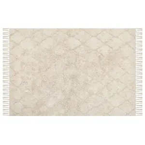 Cotton Area Rug 140 x 200 cm Beige SILCHAR