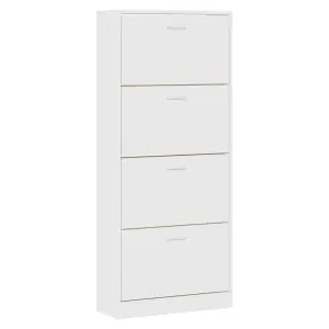 Berkfield Shoe Cabinet White 63x24x147 cm Engineered Wood