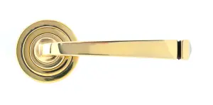 From The Anvil Aged Brass Avon Round Lever on Rose Set (Art Deco)