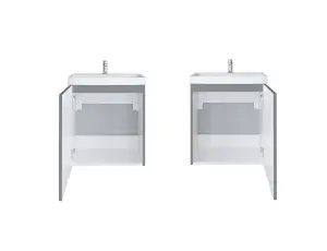 Bathroom Cabinets Set Vanity Unit Sink Wall Basin 500 Mirror Lacquered Grey Avir