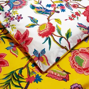 Rufus Cotton Blend, Polyester Floral Duvet Cover Set with Pillowcases Yellow / Super King - 2 Standard Pillowcases