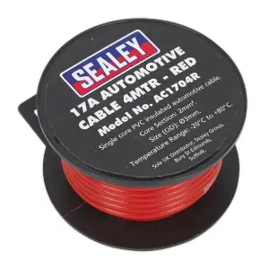 Sealey Automotive Cable Thick Wall 17A 4m Red