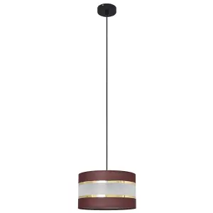 Luminosa Helen Cylindrical Pendant Ceiling Light Brown, Gold, Black 25cm