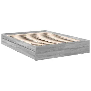 Berkfield Bed Frame with Drawers without Mattress Grey Sonoma 140x200 cm