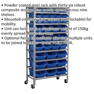 36 Tray Mobile Parts Picking Trolley for Garage and Warehouse Storage