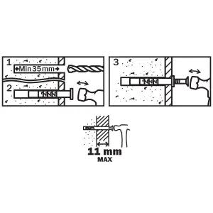 Diall PZ Countersunk Hammer fixing (Dia)6mm (L)40mm, Pack of 20