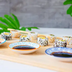 Nicola Spring Hand-Printed Sauce Dish - Japanese Style Porcelain Snack Salsa Dip Crockery - 10cm - Blue