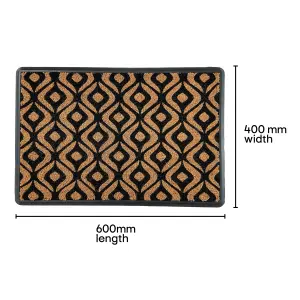 Mighty Mats® Natural & Black Geo Door mat, 60cm x 40cm