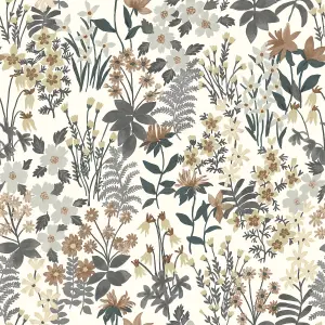 Grandeco Ditsy Floral Agnala Textured Wallpaper,  Grey