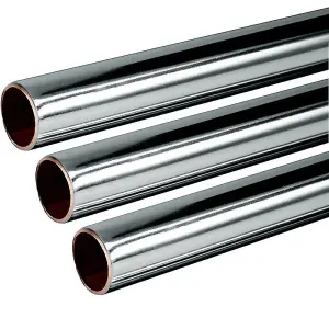 Chrome Plated Copper Tube 15mm 3x 1m Length BS EN1057 R250 British Copper 3.0m