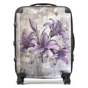 Purple Lilies In Bloom Suitcase - Large