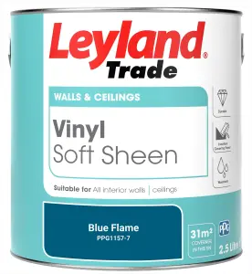 Leyland Trade Vinyl Soft Sheen Walls & Ceilings Emulsion Paint Blue Flame (PPG1157-7) - 2.5L