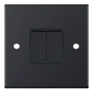 Selectric DSL11-02 Light Switch 2 Gang 2 Way SP 10A (Matt Black)