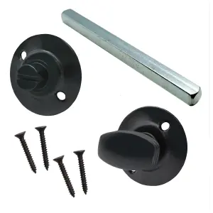 AFIT Matt Black Ringed Bathroom Turn and Release 5mm Spindle