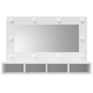 Berkfield Mirror Cabinet with LED White 90x31.5x62 cm