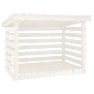 Berkfield Firewood Rack White 108x73x79 cm Solid Wood Pine