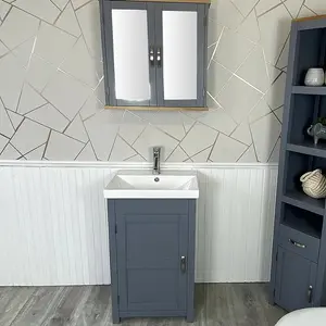 Marte 485mm Free-Standing Cloakroom Vanity Unit Grey