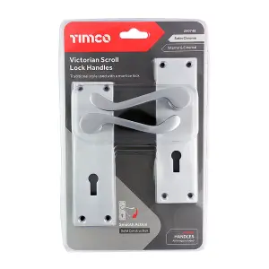 Timco - Victorian Scroll Lock Handles - Satin Chrome (Size 152 x 42 - 2 Pieces)