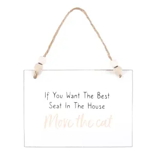 Something Different Move The Cat Hanging Sign White/Black (One Size)