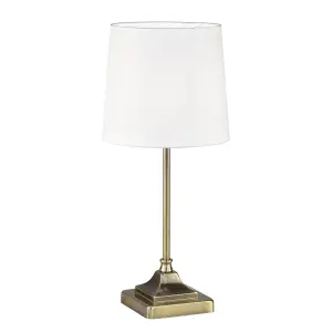 First Choice Lighting Aldersley Antique Brass White Table Lamp With Shade