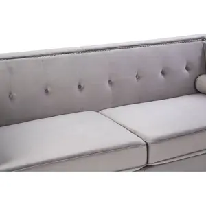 Interiors by Premier Felisa 3 Seat Grey Velvet Sofa