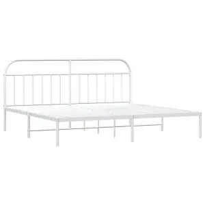 Berkfield Metal Bed Frame with Headboard White 200x200 cm